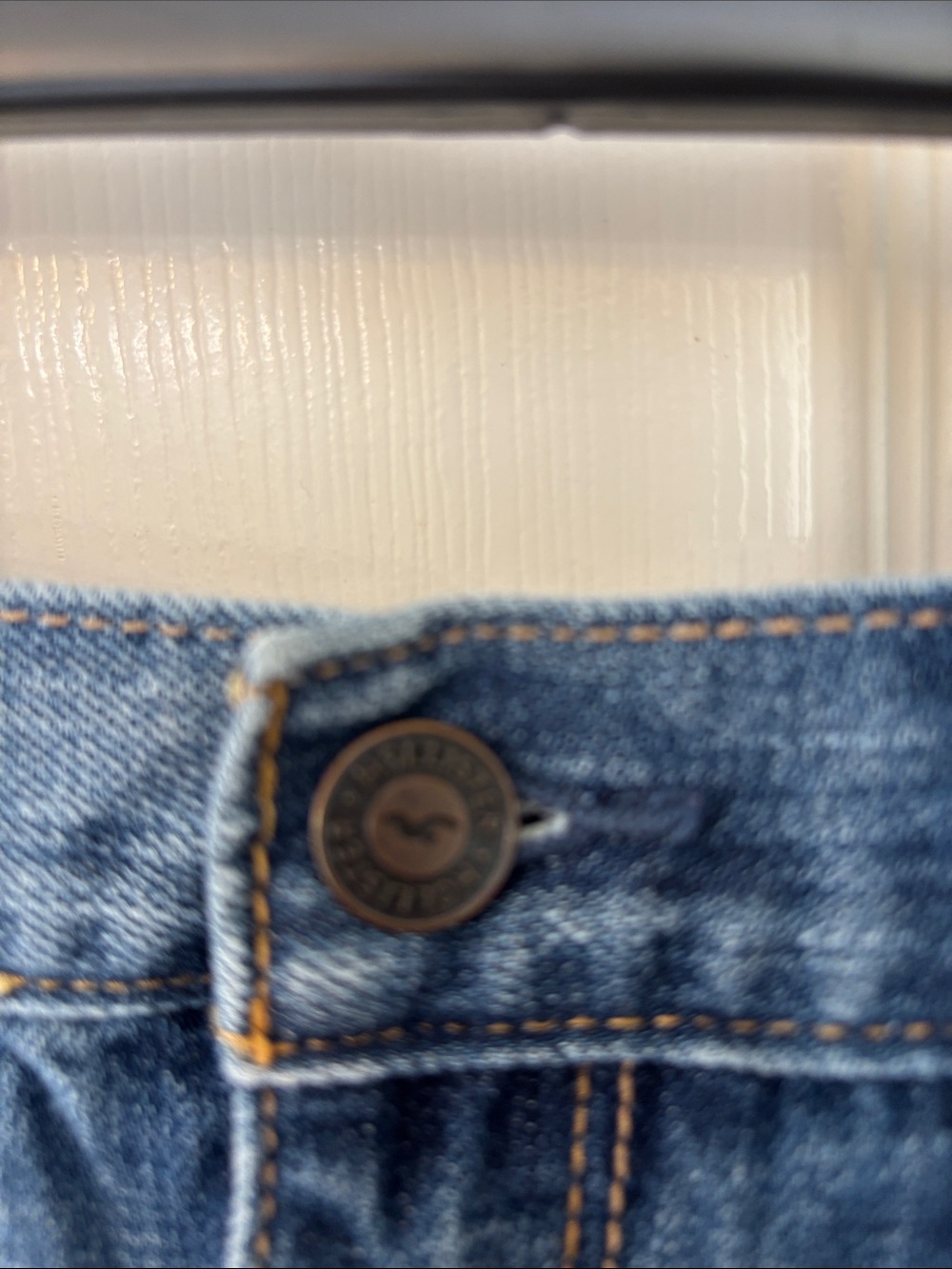 Hollister Women's Distressed Dark Blue Denim Cutoff Shorts - Picture 5 of 6